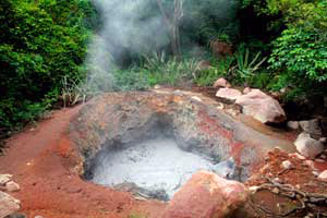 A mini-volcano near the base of the volcano reveals the thermal activity still present in Rincon de La Vieja. 